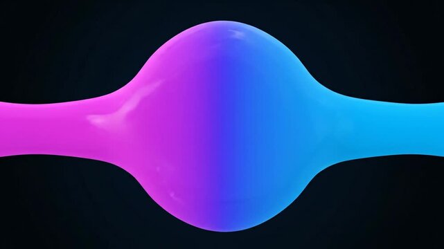 Abstract 3D Animation of Pink and Blue Liquid Spheres Merging Together.