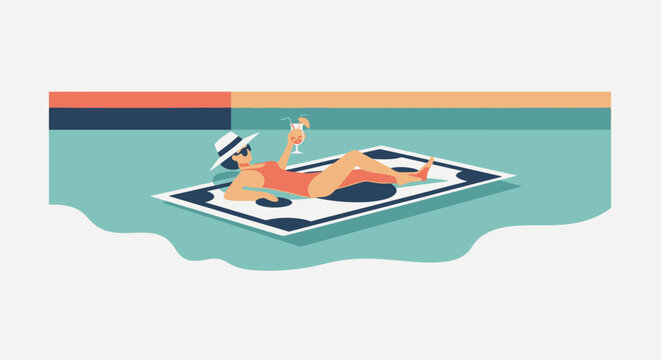 Colorful fox illustration floating on a paper boat.