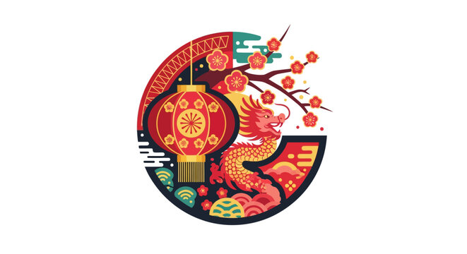 Chinese dragon design with flowers.
