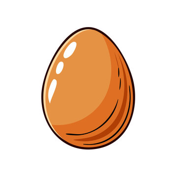 Simple Brown Chicken Egg Illustration on White Background