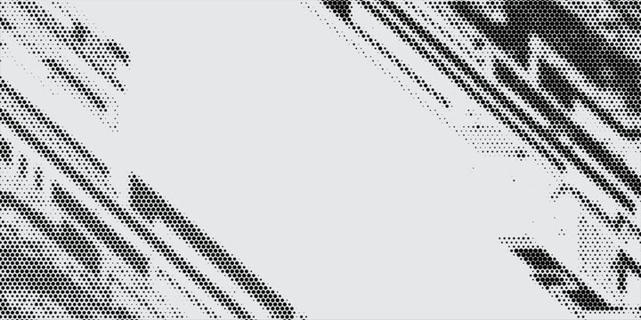 Abstract black and white halftone texture background with diagonal copy space in comic pop art style.