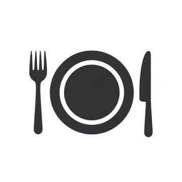 Dining plate with fork and knife minimalist icon restaurant culinary