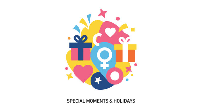 Colorful heart shaped holiday icons.