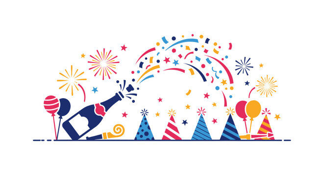 Colorful Party Celebration with Champagne.