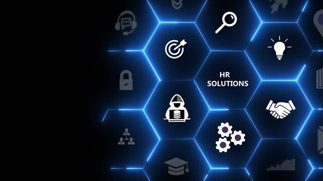 Animated hr solutions concept, business insights from large data sets, Animated data analytics banner web .