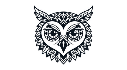 Obraz premium Tribal Owl Face Tattoo Design Vector Illustration