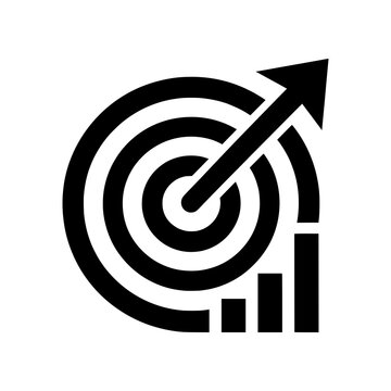 Business Goal icon representing ambitious growth, strategic planning, and successful execution through a target and rocket concept.