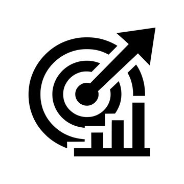 Business Goal icon representing ambitious growth, strategic planning, and successful execution through a target and rocket concept.