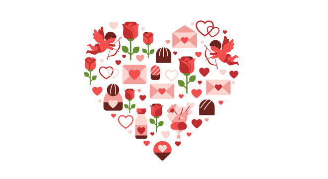 Heart Shaped Valentines Day Symbols.