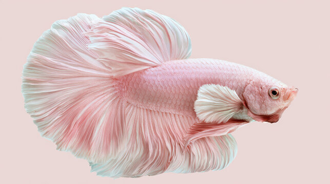 gentle pastel pink halfmoon betta fish with round fins