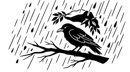Suitable for designs on wildlife, weather, nature, and halloween themes with a striking image of a raven in a storm. © Luqman