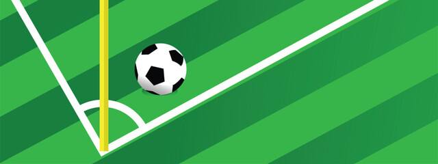 Obraz premium Soccer Field Banner Layout, Vector Football Pitch Background for Tournament Promotion