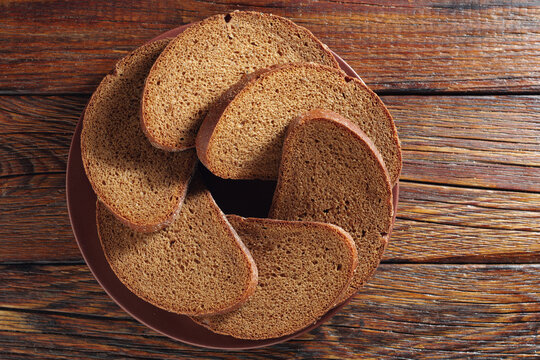 Slices of rye bread on plate