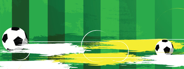 Soccer Field Banner Layout, Vector Football Pitch Background for Tournament Promotion © Trivic