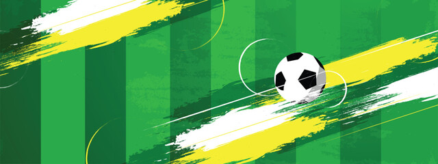 Soccer Field Banner Layout, Vector Football Pitch Background for Tournament Promotion © Trivic