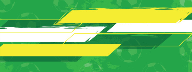 Abstract Football Banner Template, Vector Soccer Field Textured Background with Brush Strokes © Trivic