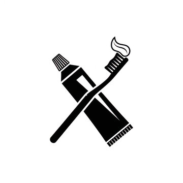 Toothbrush and toothpaste tube icon illustration with toothbrush