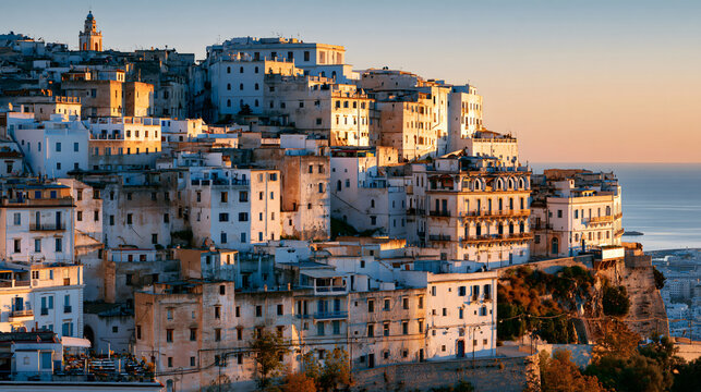 Coastal Cascade: The Radiant Architecture of Casbah of Algiers Welcoming the Afternoon Mediterranean Sun