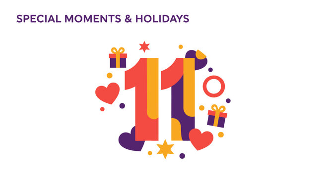 Number 111 colorful festive celebration.