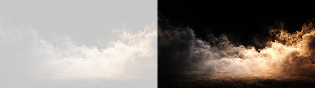 Transparent png of isolated sandy dust cloud overlay with warm beige and dark colors natural texture effect smoky explosion and flying particles for realistic atmospheric background design sand smoke