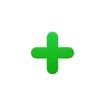 Bright green plus sign vector icon with addition, mathematics