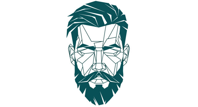 Geometric abstract man face with beard and modern hairstyle