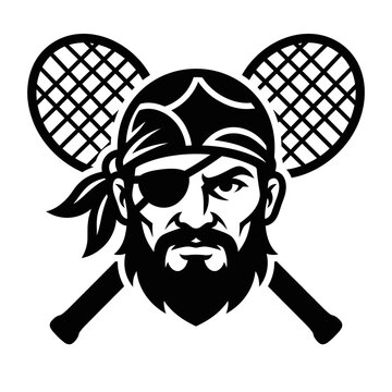 Pirate Head with Tennis Rackets.