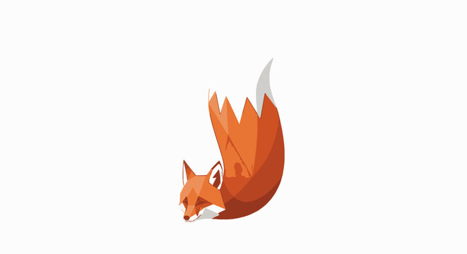 Low poly illustration of a sleeping fox