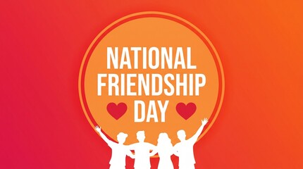 Obraz premium Happy friendship day celebration national friendship day graphic with raised arms