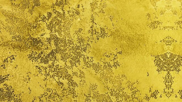 Abstract Golden Grunge Texture with Intricate Damask Floral Patterns.
