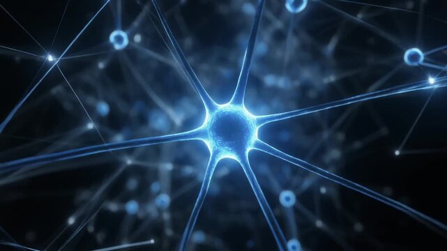 3d Render of Glowing Neural Network Connecting Nodes