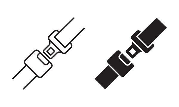 Zigzag seat belt icons black and white Vector, illustration