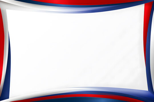 Abstract red and blue wavy frame on white background