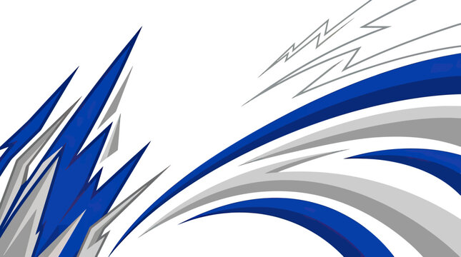 Blue swooping aerodynamic racing wrap design.