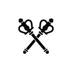 Fototapeta premium Two Crossed Swords Icon Black Silhouette.