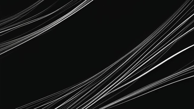 Elegant Black Background with Flowing Silver Lines