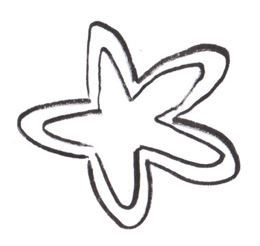 Hand Drawn Flower Star Doodle Minimalist Black Ink Line Art Illustration for Creative Botanical Design Projects