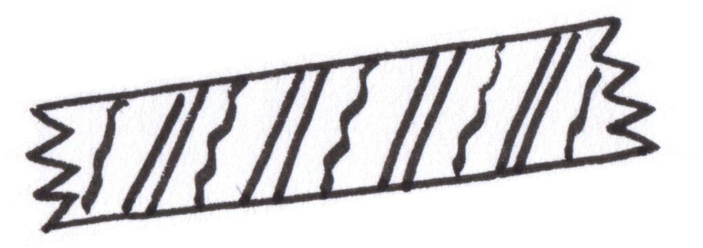 Washi Tape Doodle Hand Drawn Adhesive Strip Sketch with Wavy Lines Minimalist Black and White Illustration for Journaling and Craft Design