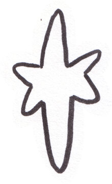 Hand drawn star doodle sketch minimal black outline celestial element for graphic design and craft projects