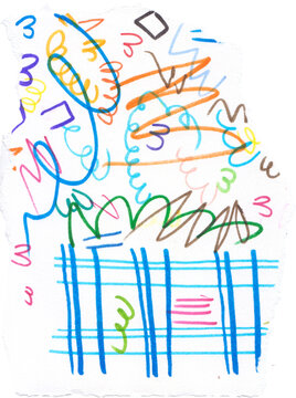 Child Drawing Colorful Marker Scribbles Hand Drawn Naive Art Doodles Messy Pen Lines Artistic Paper Pattern