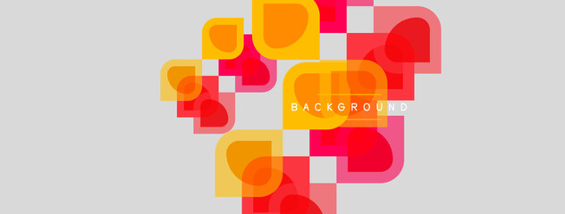 Fototapeta premium Abstract geometric shapes overlap, creating vibrant color blocks. Light gray background provides contrast. Modern design element.