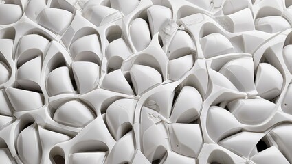 Obraz premium Abstract White Voronoi Geometric Relief Texture Background