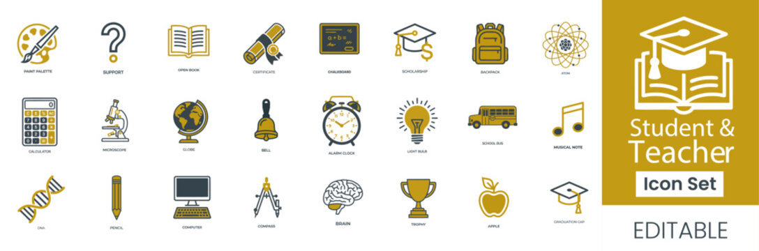 Student and Teacher Education Icon Set