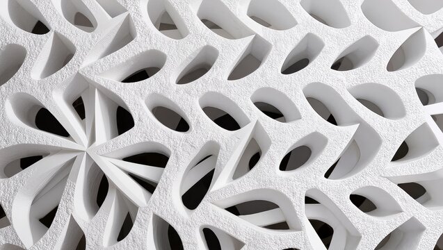 Abstract White Voronoi Geometric Relief Texture Background