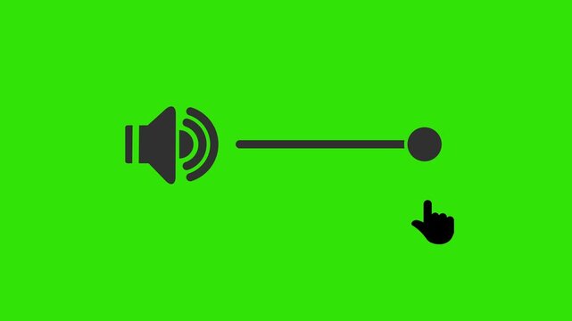 Modern audio volume slider icon animation. Audio volume control and speaker slider motion graphics, clean flat design animation featuring a cursor adjusting animation.