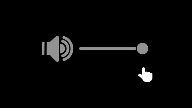 Modern audio volume slider icon animation. Audio volume control and speaker slider motion graphics, clean flat design animation featuring a cursor adjusting animation.