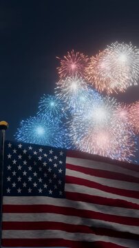 American flag waving during 4th of July independence day night holiday