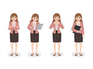 Obraz premium Set of businesswoman character in suit office worker.