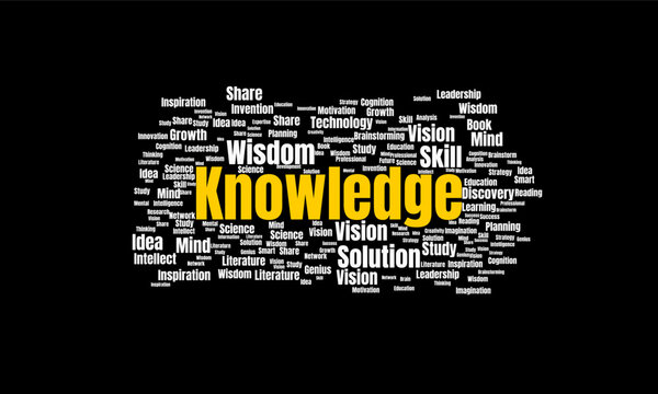 Knowledge word cloud template concept. Collage made of words about Knowledge. Illustration background.