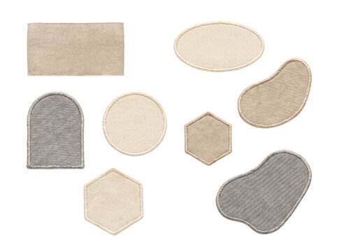 Assortment of Blank Fabric Patches in Various Shapes